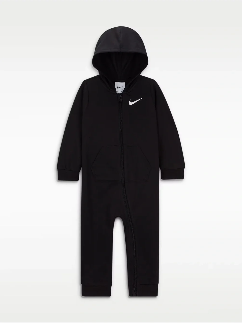 Nike Black Hooded Baby Footie with White Swoosh